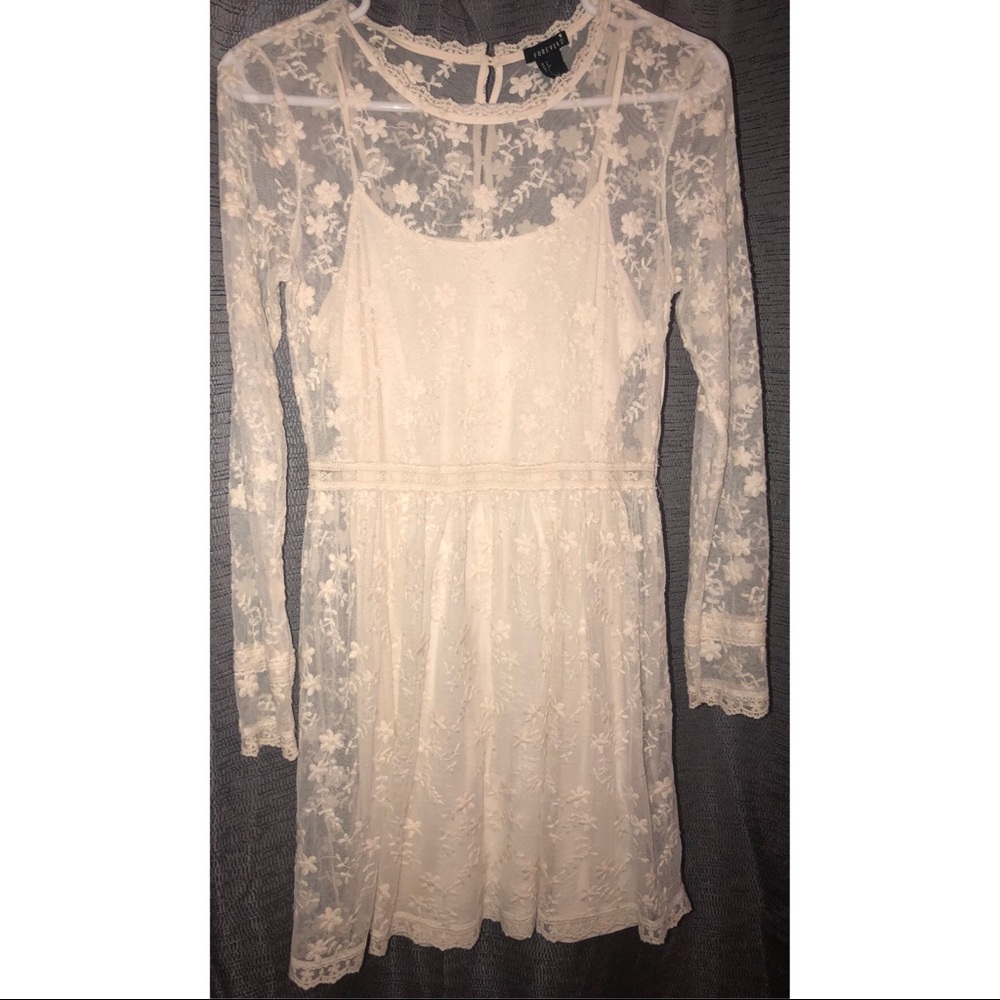 White floral lace dress